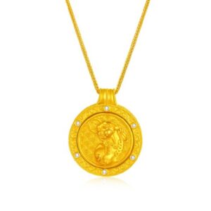 999足金古法鑲天然鑽石套鏈